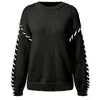 Suéter tejido de punto suelto casual de color liso con cuello redondo para mujer, talla grande, manga larga, cordón, adelgazante, de Amazon europeo y americano