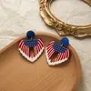 Pendientes transfronterizos nuevos creativos de moda, rayas azules y rojas, bandera nacional, pendientes del Día de la Independencia de EE. UU., pendientes de moda de personalidad nicho