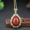 Colgante de Colgante de Collar para Mujer con Incrustaciones de Arena Dorada Púrpura de Cinabrio Natural de Alto Contenido, Venta al por Mayor de Fábrica, Diamante Completo por un Lado
