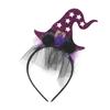 Diadema de Encaje de Halloween Felpa Tocado de Bruja con Lentejuelas Suministros para Fiesta de Vacaciones Cabello para Baile de Graduación Estrella Pom-Pom