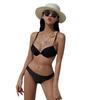 Traje de Baño Bikini para Mujer Vacaciones en la Playa Brazaletes de Acero Negro Fruncido Talla Pecho Sexy Picante Traje de Baño para Aguas Termales Bikini