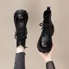 Botas Martin de Suela Gruesa para Aumentar Altura para Mujer 2026 Otoño/Invierno Zapatos de Piel Estilo Británico Botines con Peluche Tacón Grueso Botines Cortos