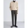 Suéter holgado de cuello para hombre estilo coreano, nuevo modelo otoño e invierno 2024, top de punto pullover moderno