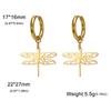 Colgante de Libélula Aretes Colgantes para Mujer Accesorios de Acero Inoxidable Aretes Colgantes de Aro Joyería de Moda Aretes de Acero Inoxidable