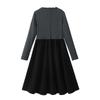 Vestido de Punto para Niña 2026 Primavera y Otoño Vestido de Princesa Vestido Base de Bloques de Color para Niños Mayores, Versátil Vestido Estilo Pequeño Chanel