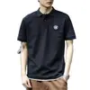 Camisa Polo Casual Estilo Americano para Homens, Manga Curta, Corte Solto, Tamanho Grande, Design Único, Marca Minimalista Tendência, Camisa Polo com Gola Reversível para o Verão