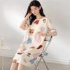 Vestido de Dormir de Verão de Manga Curta para Comércio Exterior Transfronteiriço Estudante Feminino Vestido de Comprimento Médio Solto Plus Size Estilo Coreano Desenho Animado Fino