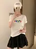 Exclusivos camisetas de algodón acanalado para mujer, segunda tanda, con mangas dobladas, tops de manga corta ajustados de la fábrica original, suministro físico de Thirteen Lines, verano
