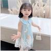 Vestido de verano para niñas 2024, nuevo vestido de princesa estilo celebridad de Internet con diseño de pavo real para niñas pequeñas.