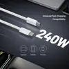 Cable de datos de carga rápida dual-C de 240W transfronterizo, adecuado para portátiles y dispositivos Apple, con un diseño grueso y trenzado para una carga más rápida