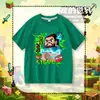 Camiseta Infantil de Manga Curta My World Steve para Meninos e Meninas, Verão, Algodão Puro, Desenho Animado, Estilosa, Casual, Manga Meia