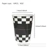 Platos de Papel con Tema de Carreras de Llantas Vasos de Papel Vajilla Desechable Decoración de Fiesta de Coches Deportivos Banderín Globos Mantel