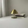 Lámpara de mesa tipo hongo de acero inoxidable Bauhaus, lámpara de noche para dormitorio, luz ambiental táctil regulable, luz nocturna recargable