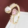 Anillo Ajustable con Forma de Corazón Incrustado con Circonita, Dulce y de Moda, Exquisito y de Alta Gama, Venta Directa del Fabricante, Exclusivamente para Suministro Transfronterizo