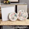 Taza de Porcelana Hueso Estilo Jardín de Invierno con Diseño de Flores y Pájaros, Taza de Café y Platillo, Tetera para el Té de la Tarde, Taza y Platillo Dobles, Juego Completo