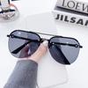 Gafas de Sol Montura Media Estilo Sapo Celebración en Línea Estilo en Vivo Montura Grande Protección Solar Mostrando el Rostro Pequeñas de Moda Doble Puente Gafas de Sol para Conducir para Hombres y Mujeres