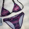 Traje de baño bikini triangular con cordones y estampado degradado, moda de playa transfronteriza, colección de bikinis estilo punk Y2k