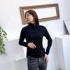 Camiseta Modal de Manga Comprida Transfronteiriça Feminina 2023 Primavera e Outono Nova Camiseta Básica Feminina com Gola Média Alta e Ajuste Slim plus size
