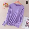 Suéter de punto para mujer otoño e invierno Nuevo Cuello redondo Delgado Sin lana Suéter corto Talla grande Pulóver Camiseta básica Venta al por mayor