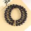 Doce Deidades Patronas del Zodiaco Oro Negro Núcleo Blando Material Viejo Bodhi Pulsera de Doble Círculo Bodhi Cuentas Budistas Venta al por Mayor