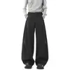 Directamente del fabricante: Pantalones Retro Americanos de Silueta Plisada con Dobladillo Curvo para Hombre, Corte Limpio Holgado de Pierna Ancha con Caída, Pantalones Casuales