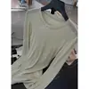 DestacadoYuran 26 Colección Primavera/Verano Nueva Camisa de Manga Larga Ajustada Cuello Redondo Lujo Sencillo Algodón Pima Retorcido Ultra Fino