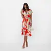 Vestido de mujer Verano 2023 Nuevo Transfronterizo wish Amazon Europeo y Americano Comercio Exterior Estampado Manga Corta Falda de Mujer