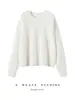 Nuevo Estilo Otoño e Invierno 2026 Suéter de Punto para Mujer 100% Cachemira Pura Cuello Redondo Estilo Holgado Perezoso