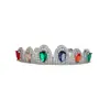 Brackets de estilo hip-hop de circonio de colores, cobre chapado en oro incrustado con circonita, para actuaciones en escenario, rap, estilo europeo y americano moderno personalizado, accesorios dentales al por mayor
