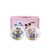 Disney Mickey Tazón de Arroz Cerámico con Raya Vertical 4.5 pulgadas Juego de Tazones Apto para Microondas Tazón Pequeño Bajo Esmalte Caja de Regalo