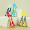 Cubiertos para comer y entrenar para niños, tenedor, cuchara, tenedor retorcido, cuchara, cubiertos para comida complementaria, cuchara curva para bebé, venta al por mayor