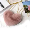 Bolsa de Felpa Simple con Forma de Corazón para Mujer para Otoño e Invierno, Bolso Cruzado de Hombro con Cadena, Bolso de Mano Dulce con Forma de Corazón para Mujer