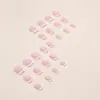 Rosa Girly Dulce Manicura Corta Blanco Puro Francés Moda Versátil Clásico Atemporal Uñas Usables