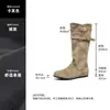 Botas Vaqueras de Cuero Genuino de Caña Alta con Tacón Oculto Arrugadas Apiladas para Mujer 2026 Nuevas Botas de Caballero Otoño/Invierno Botas Largas Adelgazantes