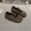 Zapatos Planos Cálidos y Cómodos Estilo Retro Francés Mary Jane de Felpa Birkenstock Otoño e Invierno Mujer 2025 Nuevos Correas con Doble Hebilla