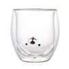 Taza de Jugo Creativa de Dibujos Animados de Animales de Vidrio de Borosilicato de Alta Calidad Taza de Doble Capa Resistente a Altas Temperaturas Anti-quemaduras Taza de Café y Leche
