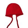 Boné de lã macio e ceroso/fofo, chapéu empilhado, proteção de orelha integrada para mulher, chapéu de renda quente, chapéu de cabeça para bolsa de rede vermelha