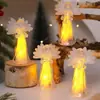 2025 Novo Anjinho Luminoso de LED Ornamento de Mesa Cristal de Imitação Luz Noturna Decoração de Natal Anjo Pequena Lâmpada de Vento