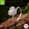 Anillo Original Yinziyun Brillante de Moissanita en Forma de Corazón de 2 Quilates Anillo de Bodas Romántico Brillante Anillo de Plata de Ley S925