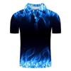 Nova Camisa Polo Masculina Europeia e Americana 2024 Estampa Digital 3D Gola Lapela Manga Curta Camiseta Fresca Casual Polo Masculina