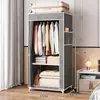 Armario de tela con cremallera, diseño simple, adecuado para uso doméstico, apartamentos de alquiler, residencias estudiantiles, dormitorios y para colgar ropa; un armario totalmente cerrado para niñas