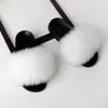 Sapatos de Pelo de Raposa Real Europeus e Americanos para Comércio Exterior Femininos Verão Pelo de Pele Chinelos Sandálias Baixas Pelo de Guaxinim