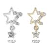 Nuevo dije de diamante para joyería de uñas, aleación de oro y plata, metal tridimensional, diamante, estrella de cinco puntas, joyería para uñas al por mayor