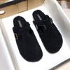 A266 Huidong Yixinda Castaña Dulce de Leche ~ Zapatillas de Media Pantufla Cerradas de Piel Estilo Birkenstock Retro para Mujer