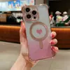 Funda de teléfono magnética anticaída con purpurina de amor galvanizada para Apple 15promax tendencia 14 agujero fino 12 creativa 11