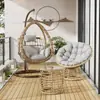 Silla Cesta Colgante Columpio de Interior Silla Colgante de Balcón Hamaca de Ocio Columpio Doble Cesta Colgante de Patio Silla de Ratán