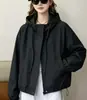 Chaqueta ligera con capucha para mujer, estilo primavera y otoño, nueva popular de 2026, top casual holgado tipo ropa de trabajo, moderno