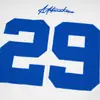 Camisa de Rugby Masculina Primavera e Outono Número 29 Bordado de Patch com Letras Tendência Europeia e Americana Gola V Manga Longa Camiseta Solta Casual