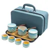 Nuevo Juego de Té Estilo Chino para Hogar Oficina Reunión Invitados Entrada Olla Portátil de Color Degradado con Asa Lateral Taza de Té Kung Fu Caja de Regalo