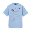 Camiseta Estampada Estrela Retro Americana de Manga Curta para Homens e Mulheres, Novo Estilo de Verão, Solta, Casual, Versátil, Top de Marca Tendência
